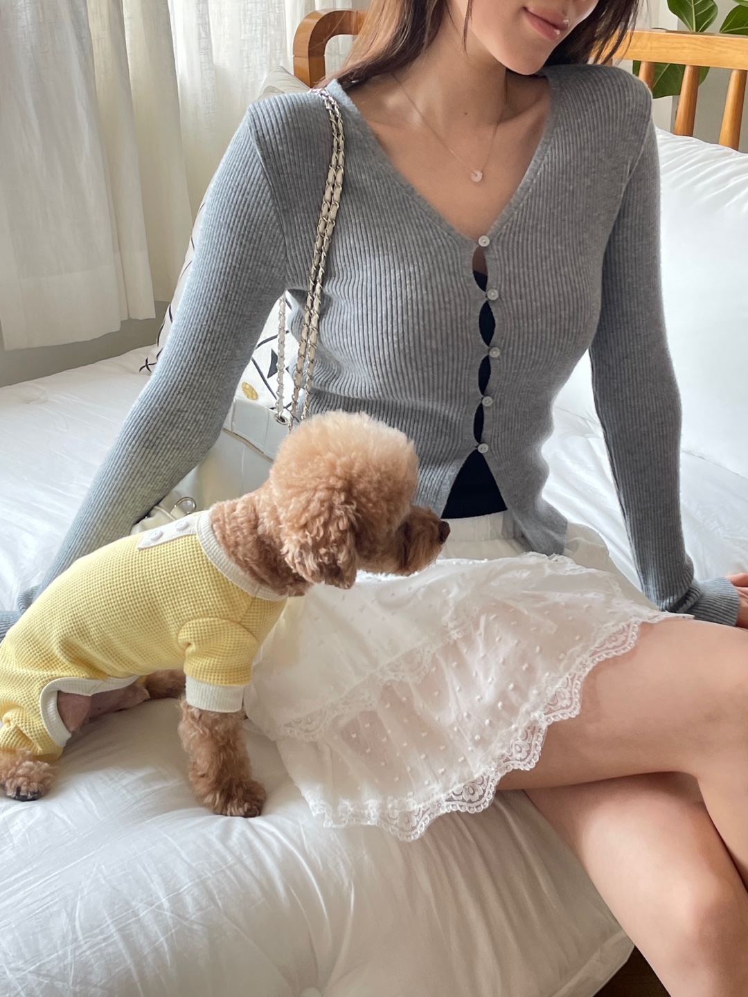 リブボタンVネックスリムカーディガン | 詳細画像13