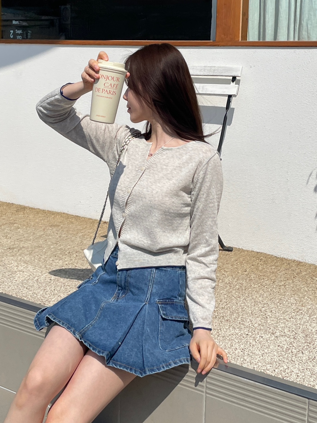 パンチングリネン混配色カーディガン | 詳細画像2