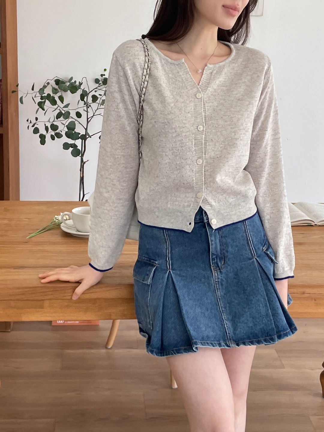 パンチングリネン混配色カーディガン | 詳細画像10