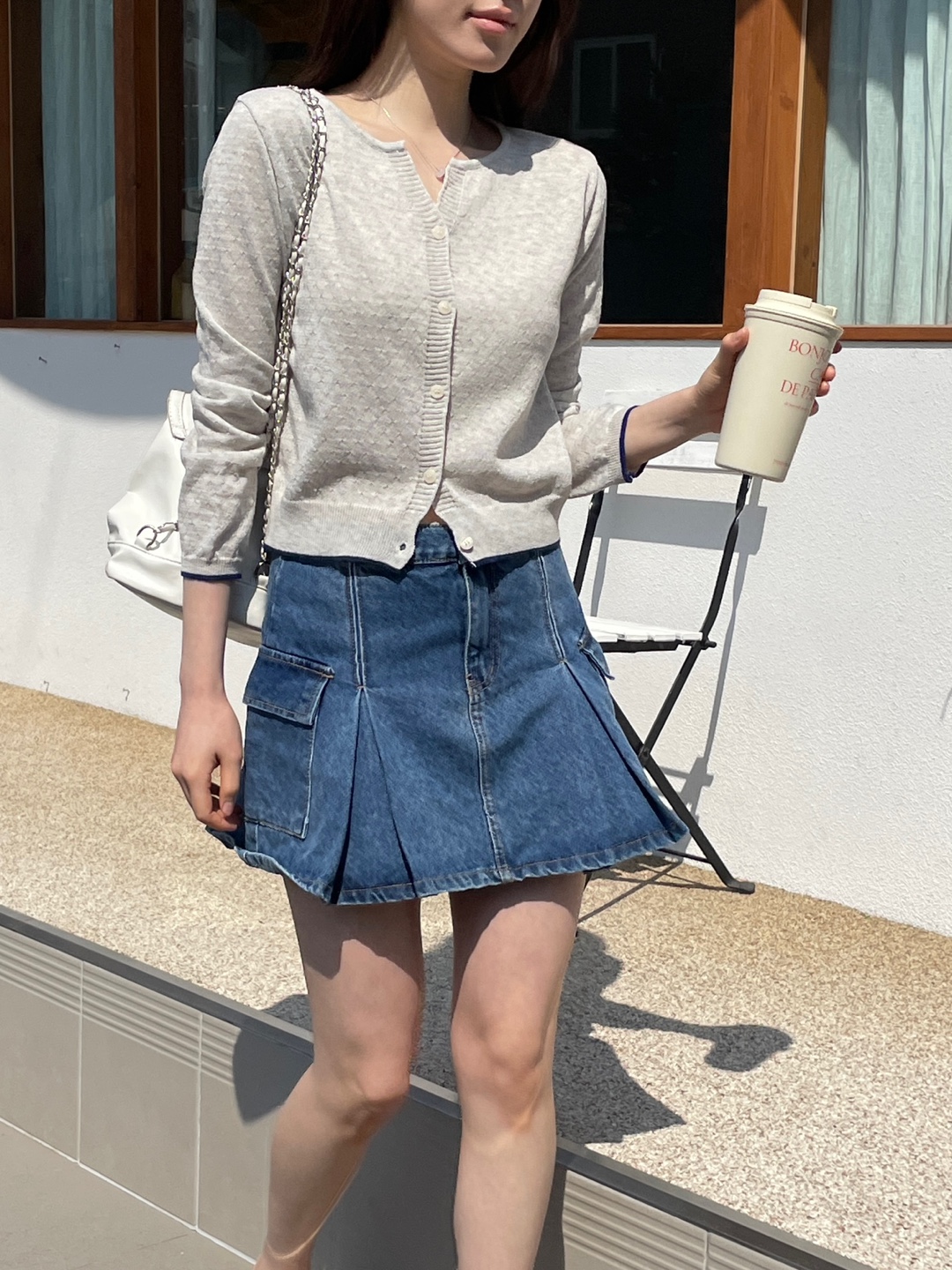 パンチングリネン混配色カーディガン | 詳細画像8