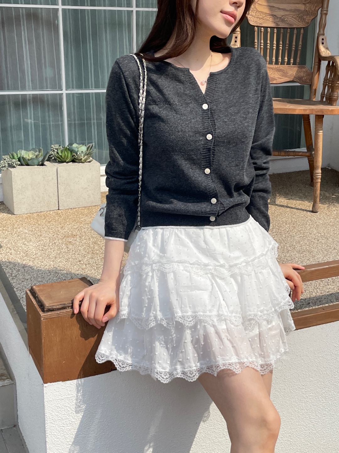 パンチングリネン混配色カーディガン | 詳細画像16