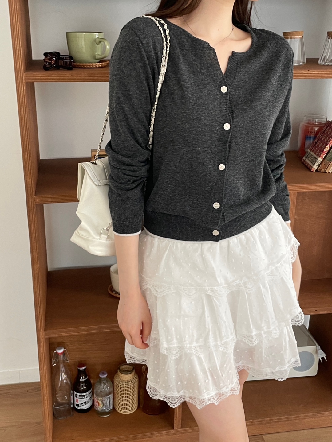 パンチングリネン混配色カーディガン | 詳細画像12