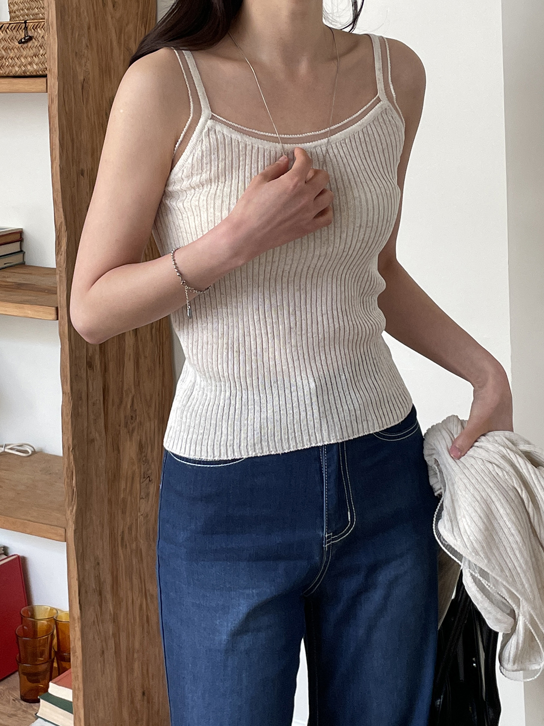 リブニットリネン混キャミソール | 詳細画像6