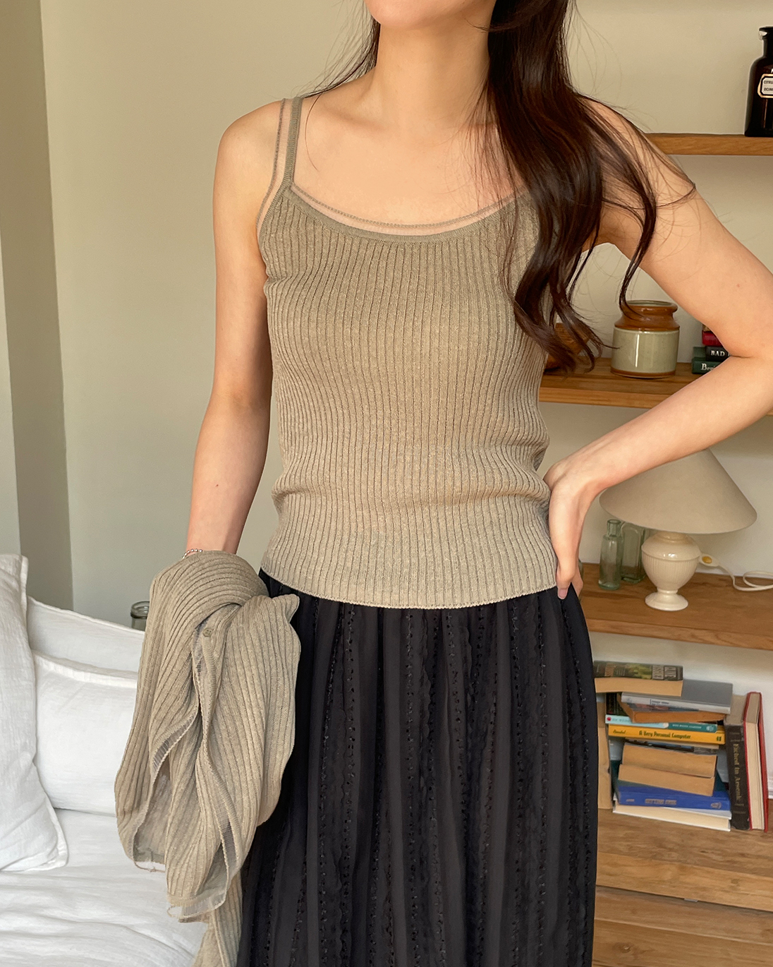 リブニットリネン混キャミソール | 詳細画像9