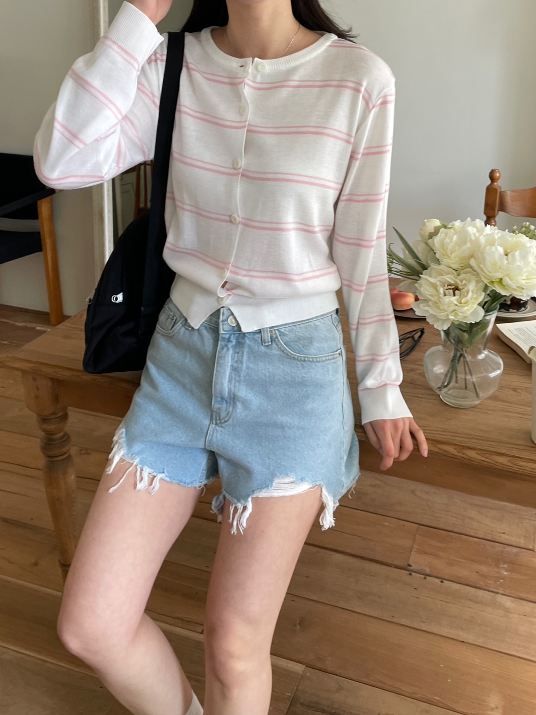 ラウンドネックボーダーカーディガン | 詳細画像2