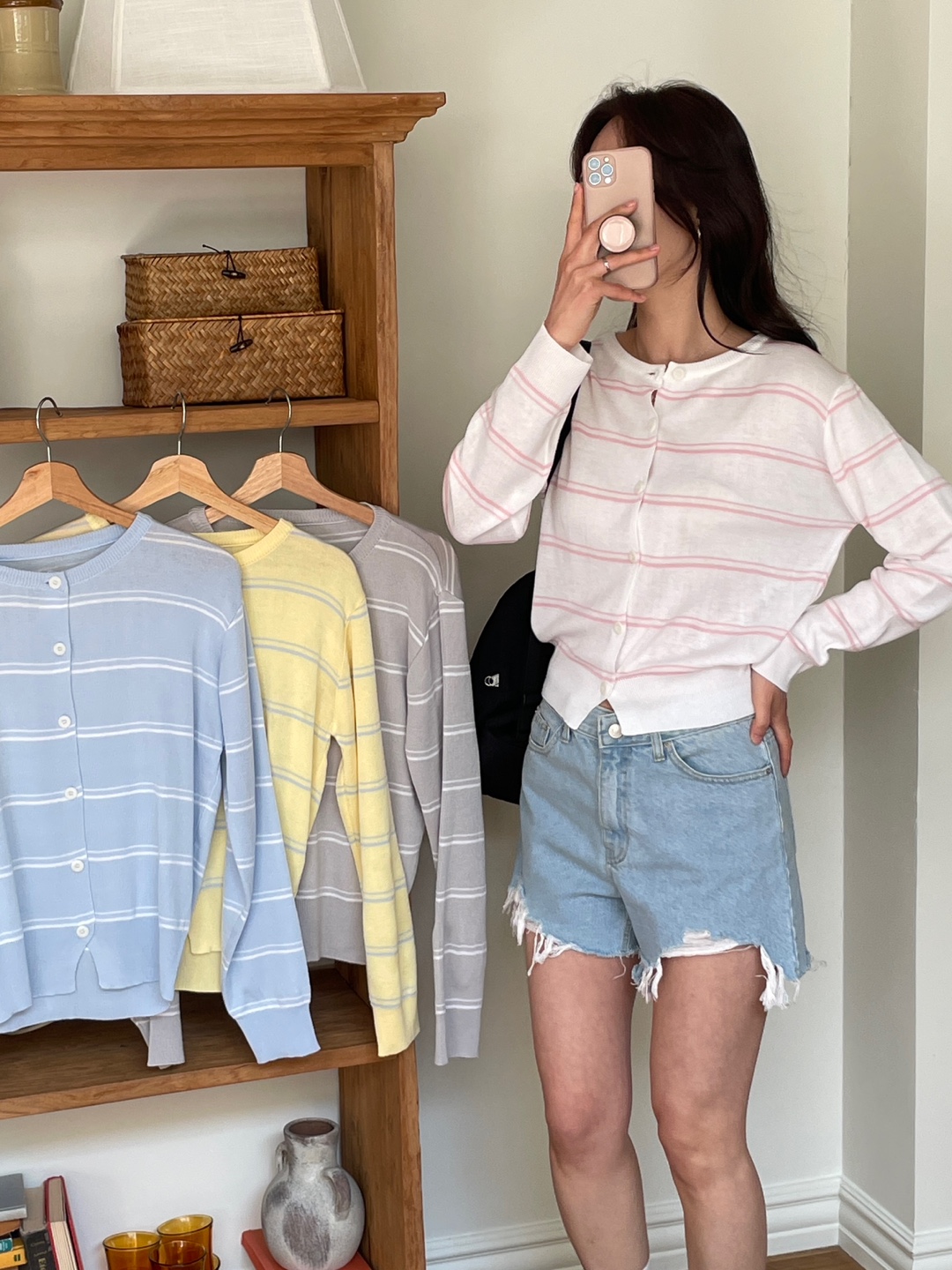 ラウンドネックボーダーカーディガン | 詳細画像3