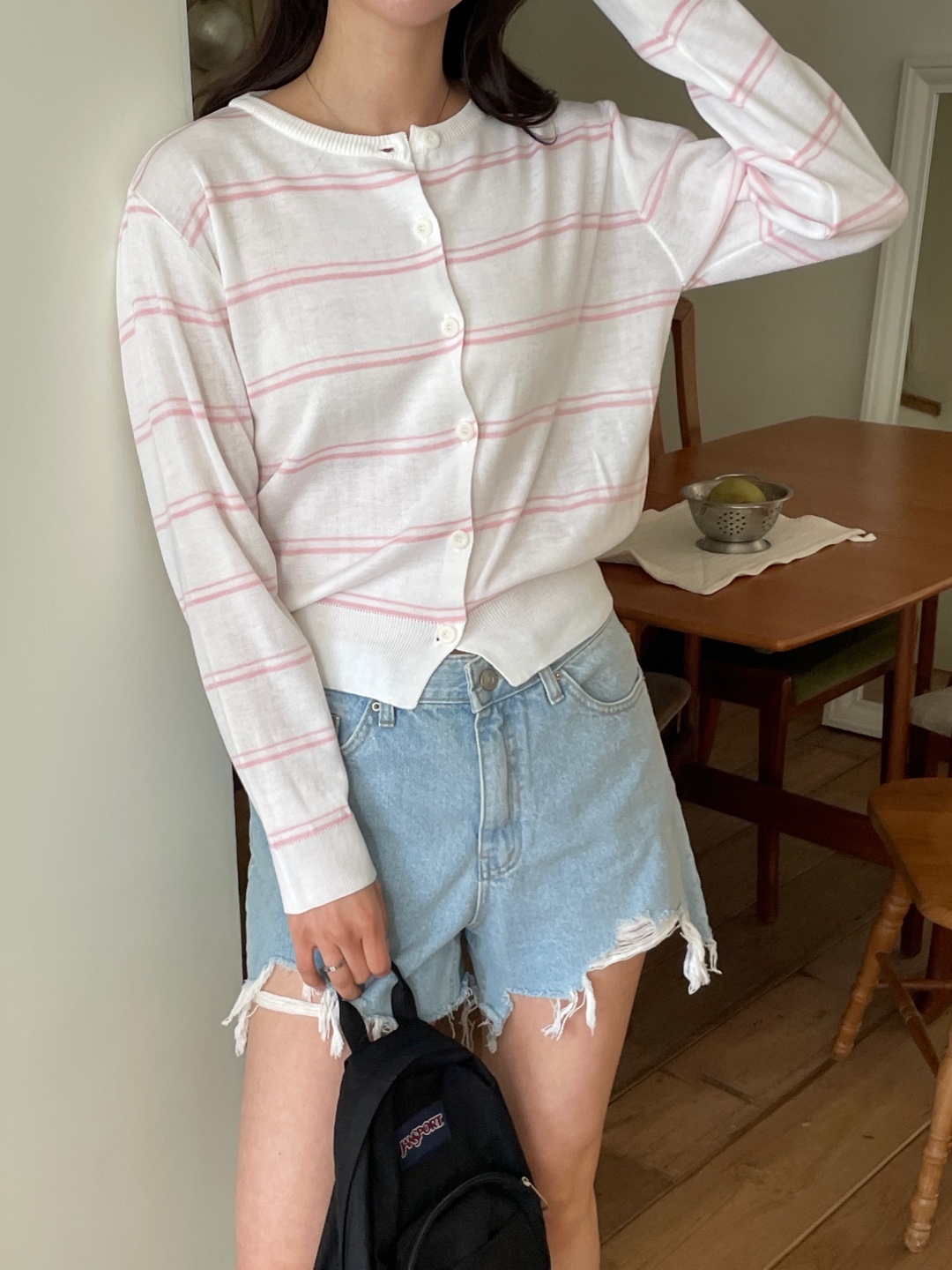 ラウンドネックボーダーカーディガン | 詳細画像8