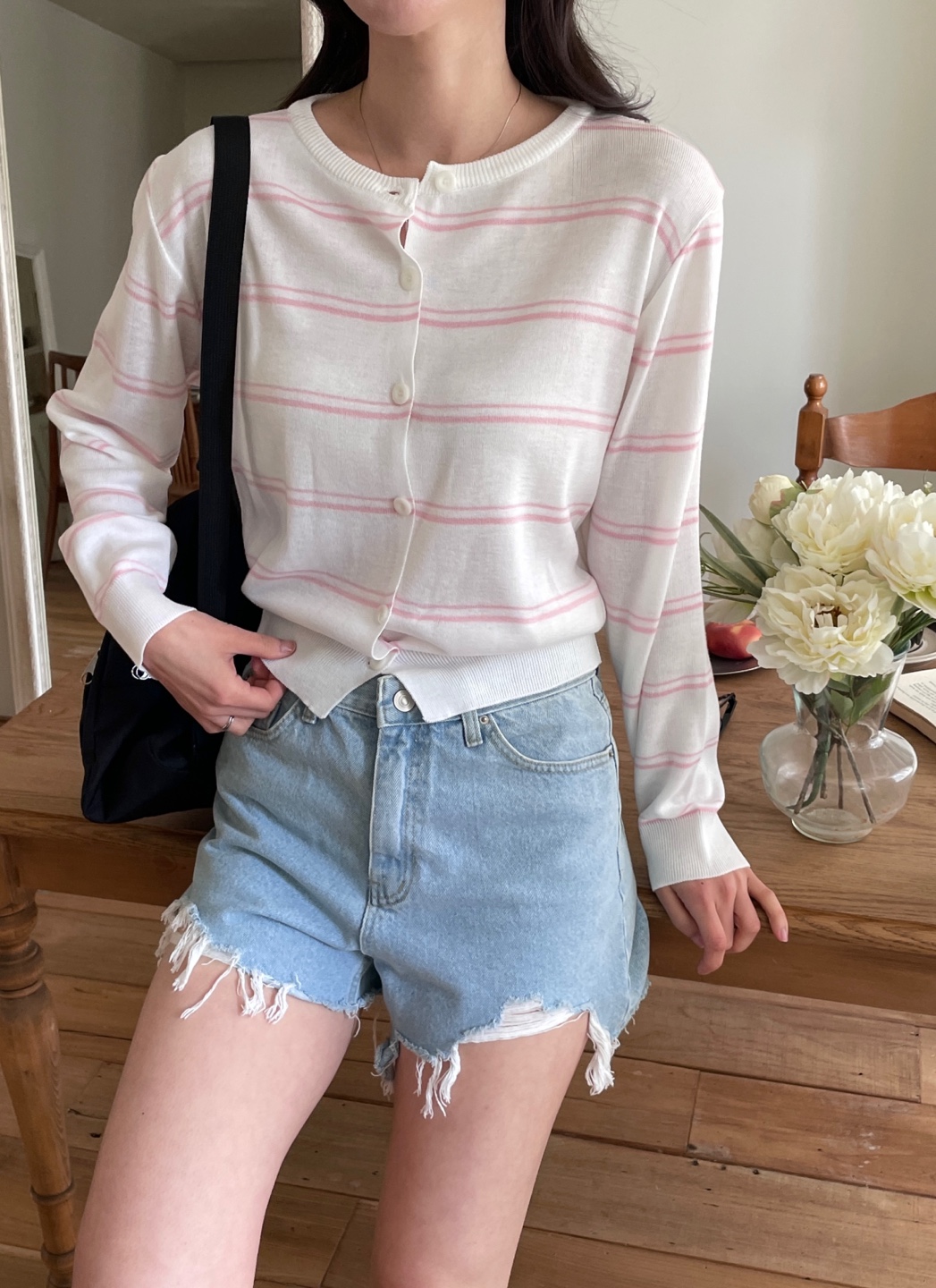 ラウンドネックボーダーカーディガン | 詳細画像9