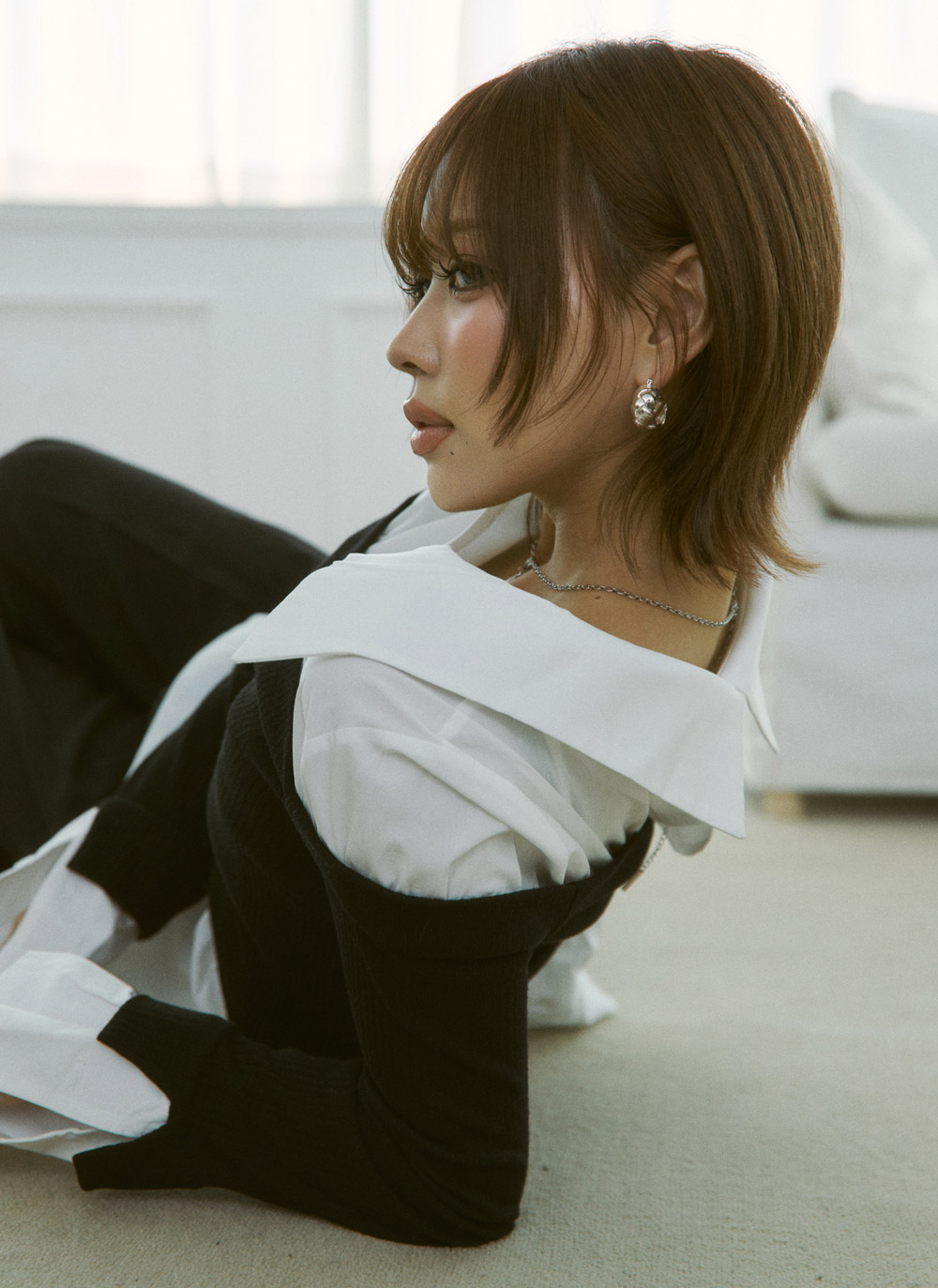 コンビオフショルダーアンバランスネックレイヤード風ブラウス | DHOLIC | 詳細画像22