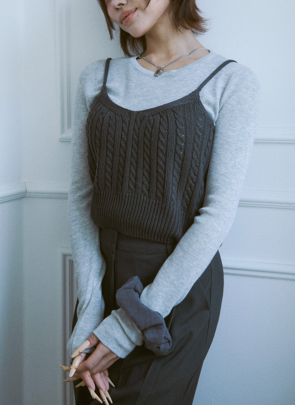 ケーブルTシャツビスチェアンサンブル | DHOLIC | 詳細画像7