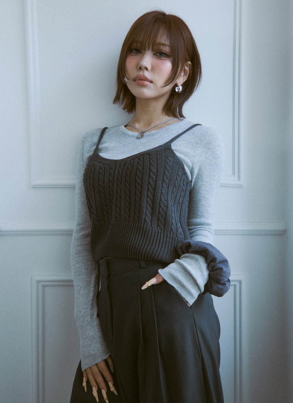 ケーブルTシャツビスチェアンサンブル | DHOLIC | 詳細画像9