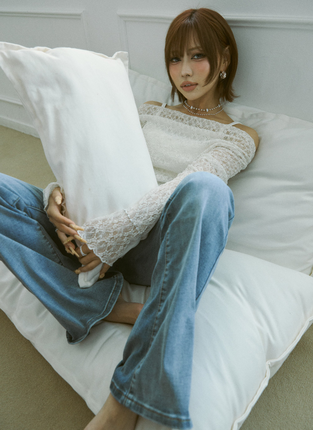 レースオフショルダーキャミソールアンサンブル | DHOLIC | 詳細画像4