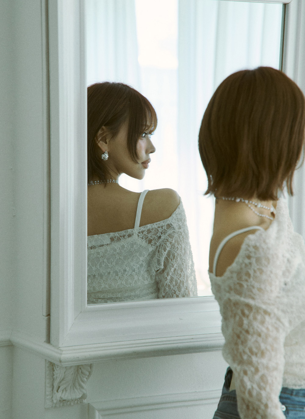 レースオフショルダーキャミソールアンサンブル | DHOLIC | 詳細画像7