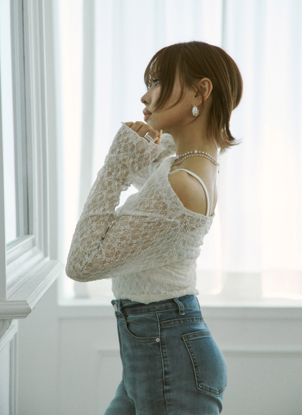 レースオフショルダーキャミソールアンサンブル | DHOLIC | 詳細画像8