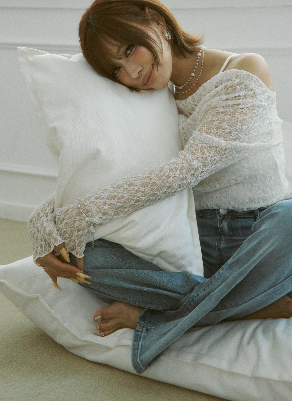 レースオフショルダーキャミソールアンサンブル | DHOLIC | 詳細画像14