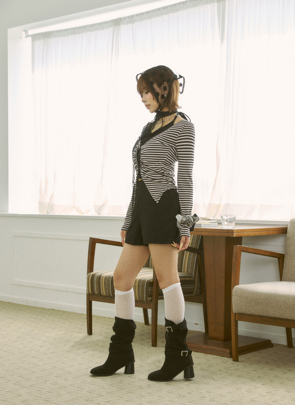 ボタンホルターネックレイヤード風長袖Tシャツ | DHOLIC | 詳細画像14