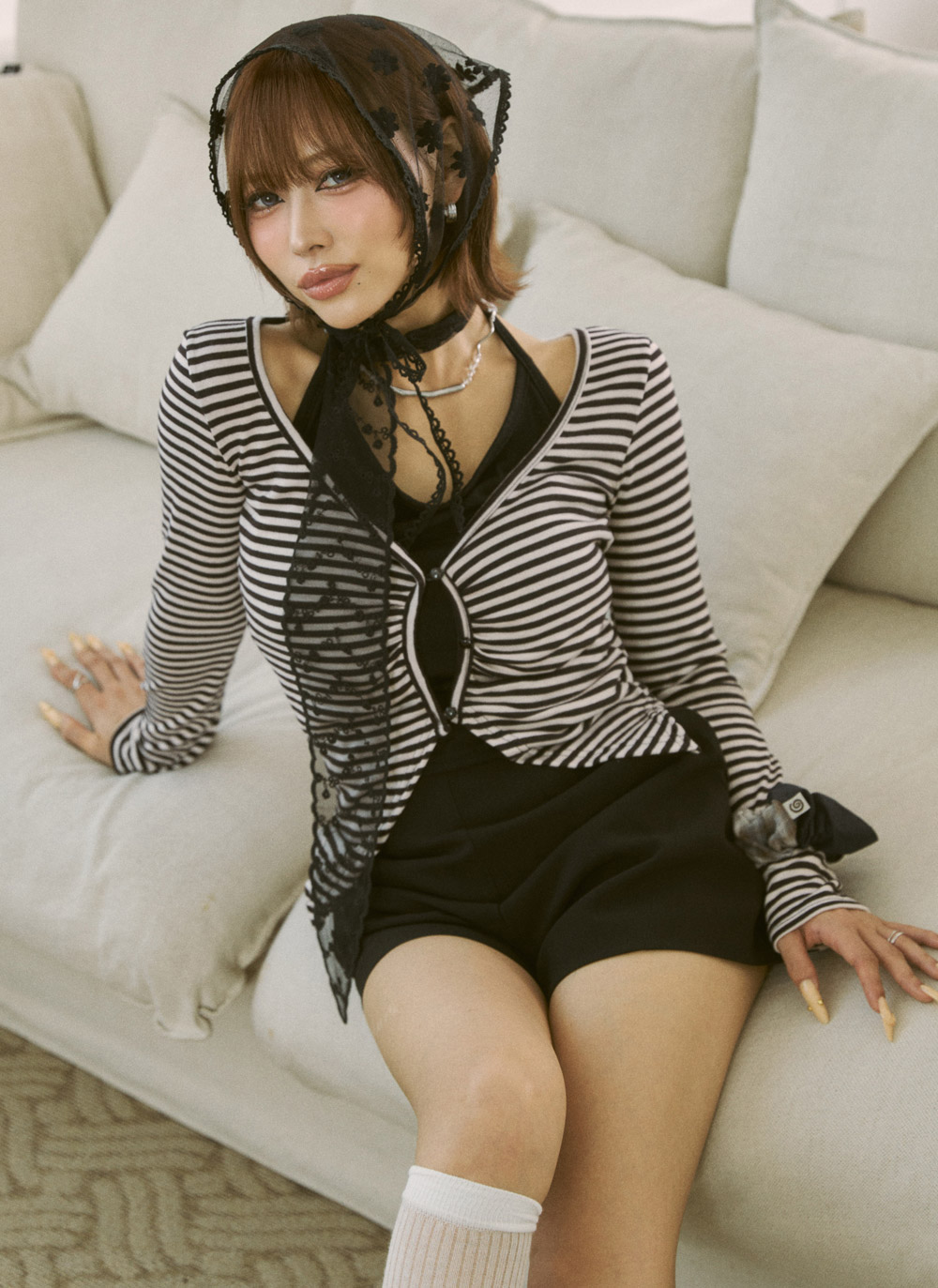 ボタンホルターネックレイヤード風長袖Tシャツ | DHOLIC | 詳細画像22