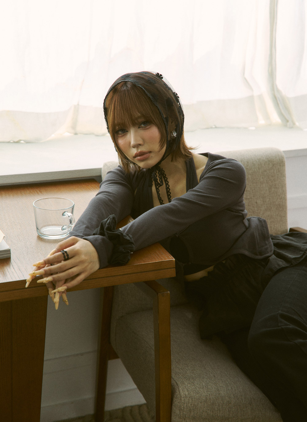 ボタンホルターネックレイヤード風長袖Tシャツ | DHOLIC | 詳細画像8