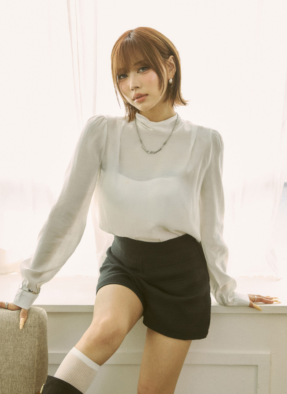 シースルーボウタイ長袖ブラウス | DHOLIC | 詳細画像3