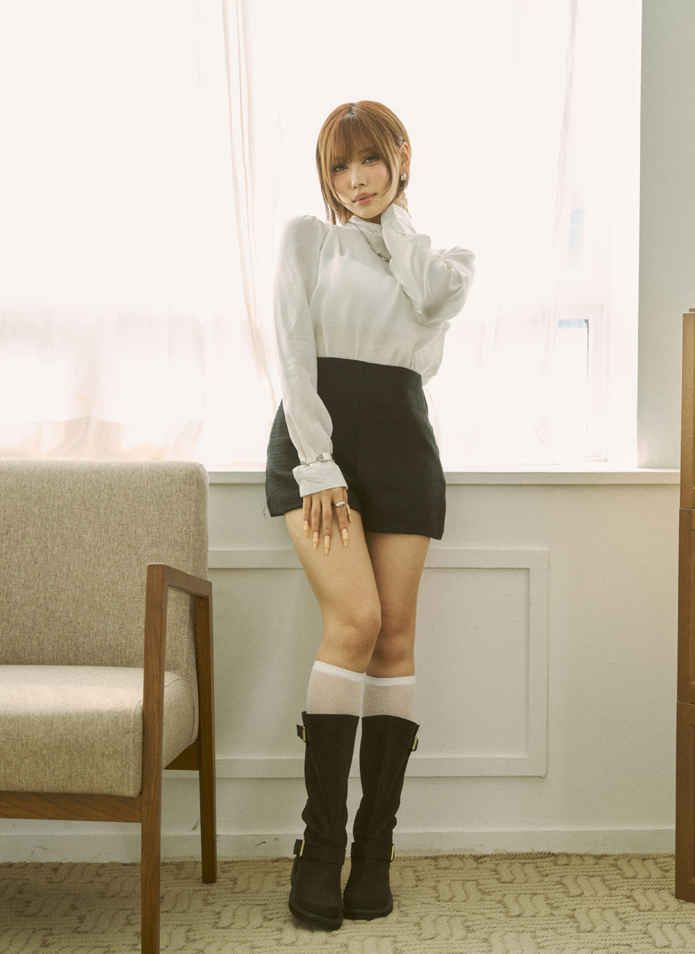 シースルーボウタイ長袖ブラウス | DHOLIC | 詳細画像4