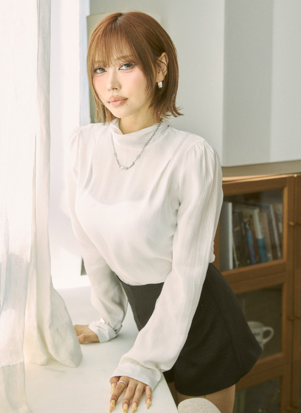 シースルーボウタイ長袖ブラウス | DHOLIC | 詳細画像7