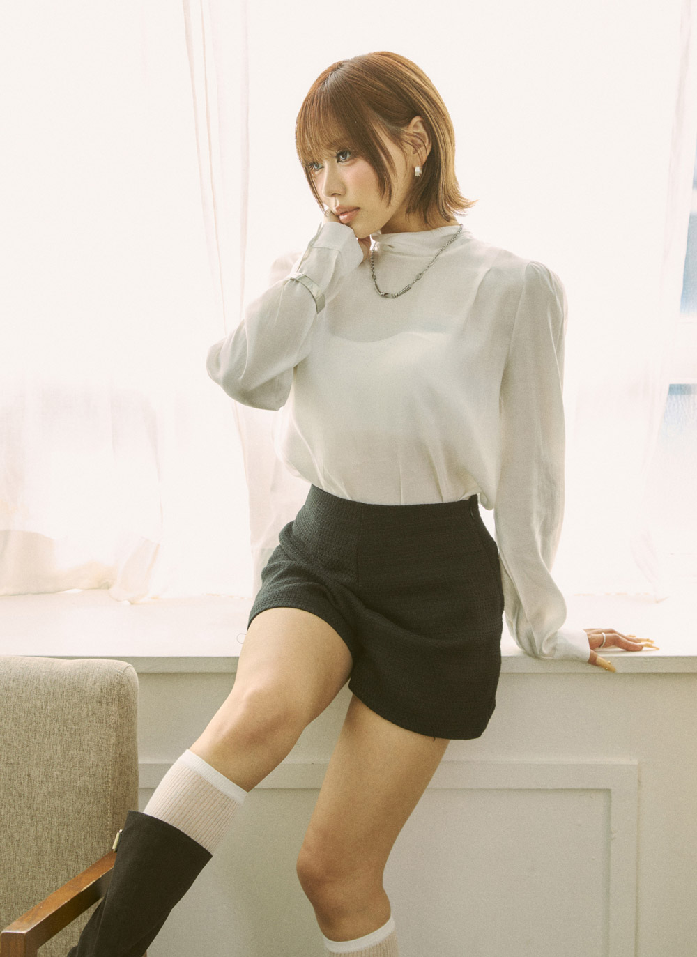 シースルーボウタイ長袖ブラウス | DHOLIC | 詳細画像11