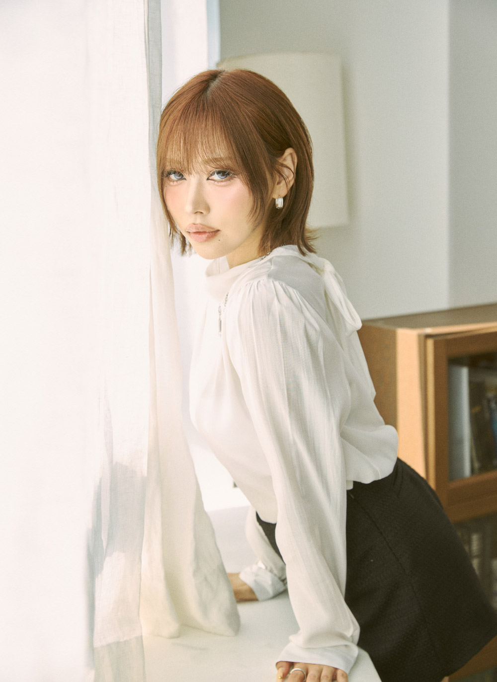 シースルーボウタイ長袖ブラウス | DHOLIC | 詳細画像12