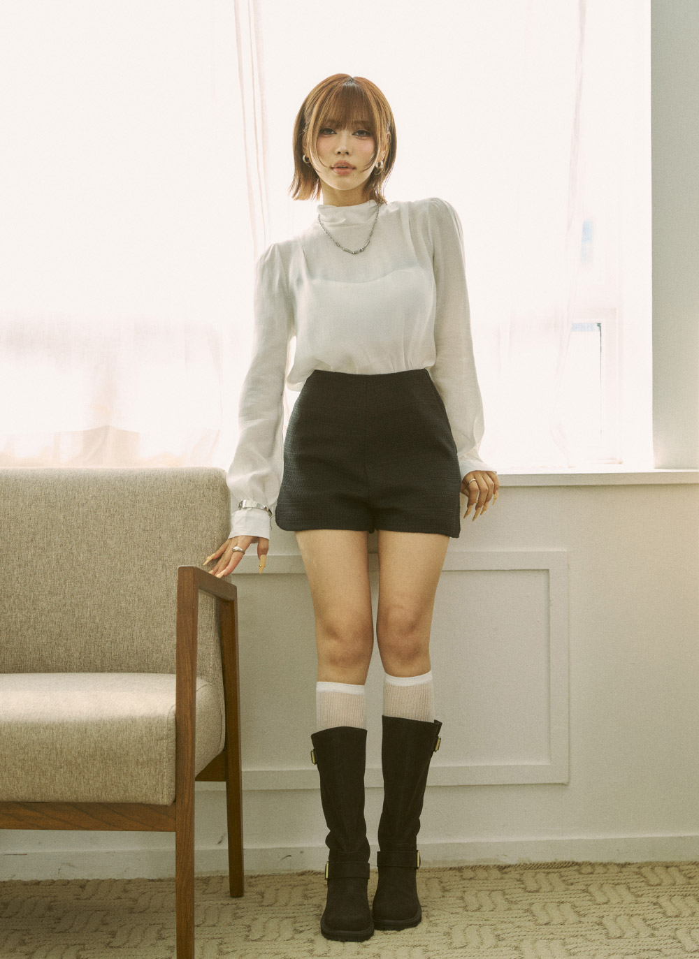 シースルーボウタイ長袖ブラウス | DHOLIC | 詳細画像13