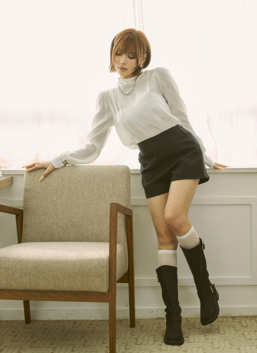 シースルーボウタイ長袖ブラウス | DHOLIC | 詳細画像14