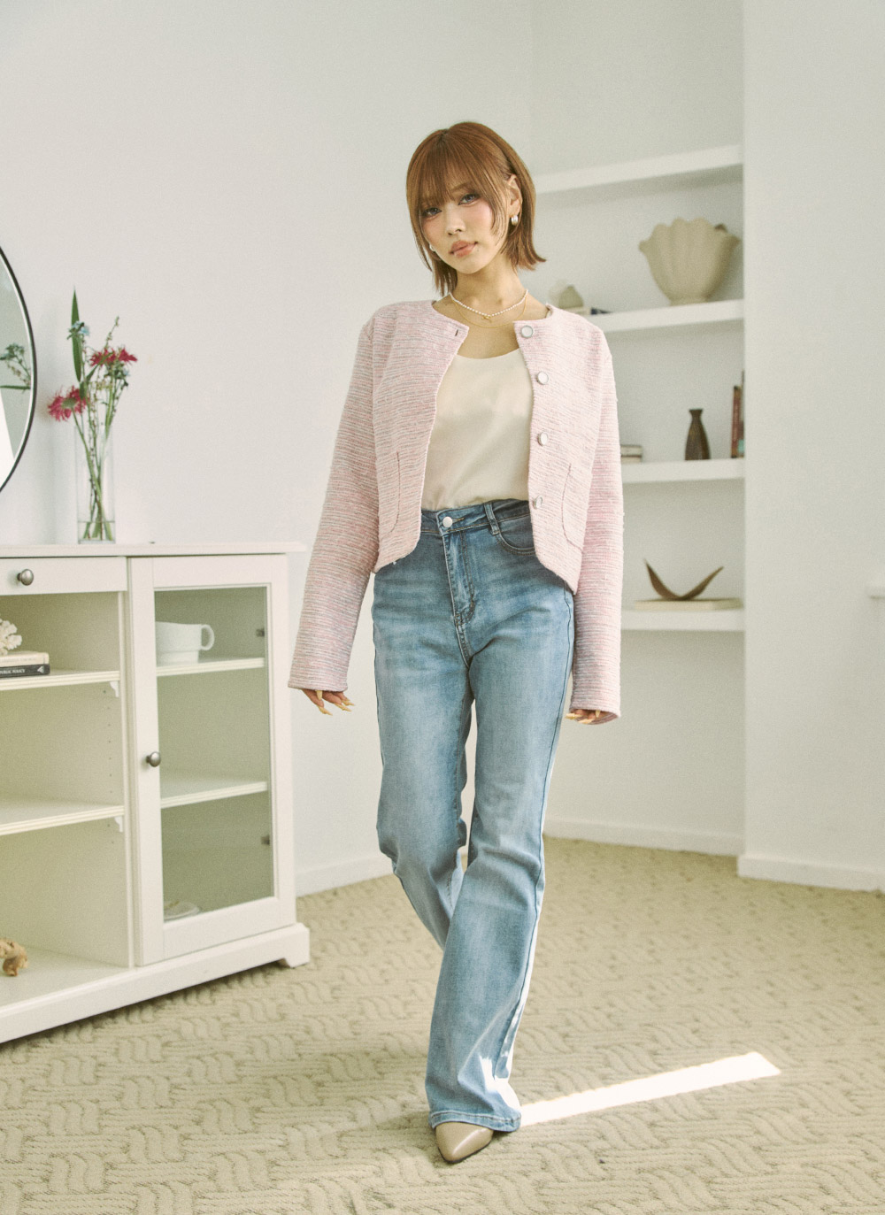 ツイードボタンラウンドネックジャケット | DHOLIC | 詳細画像6