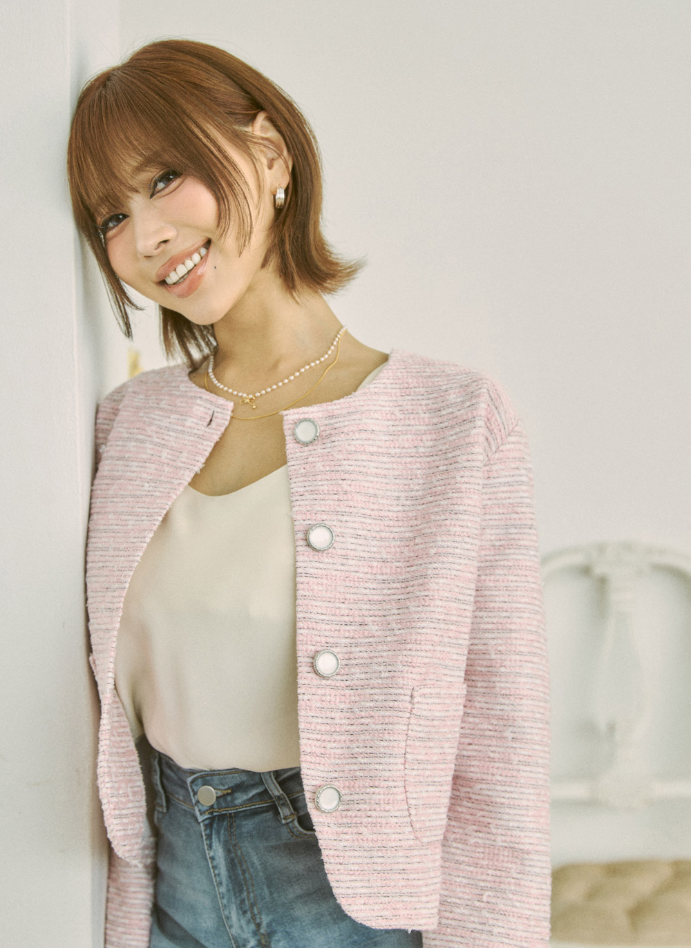 ツイードボタンラウンドネックジャケット | DHOLIC | 詳細画像9