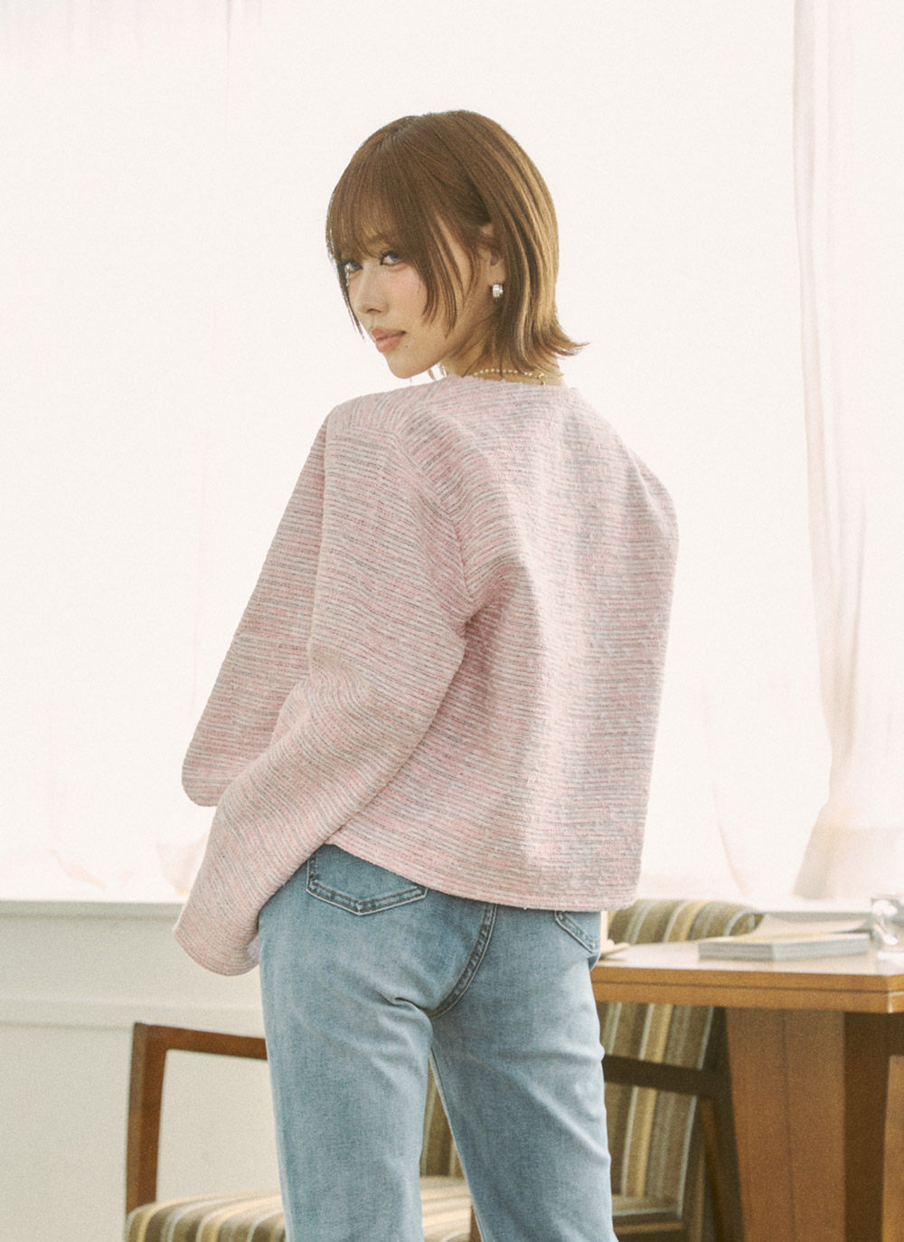 ツイードボタンラウンドネックジャケット | DHOLIC | 詳細画像12