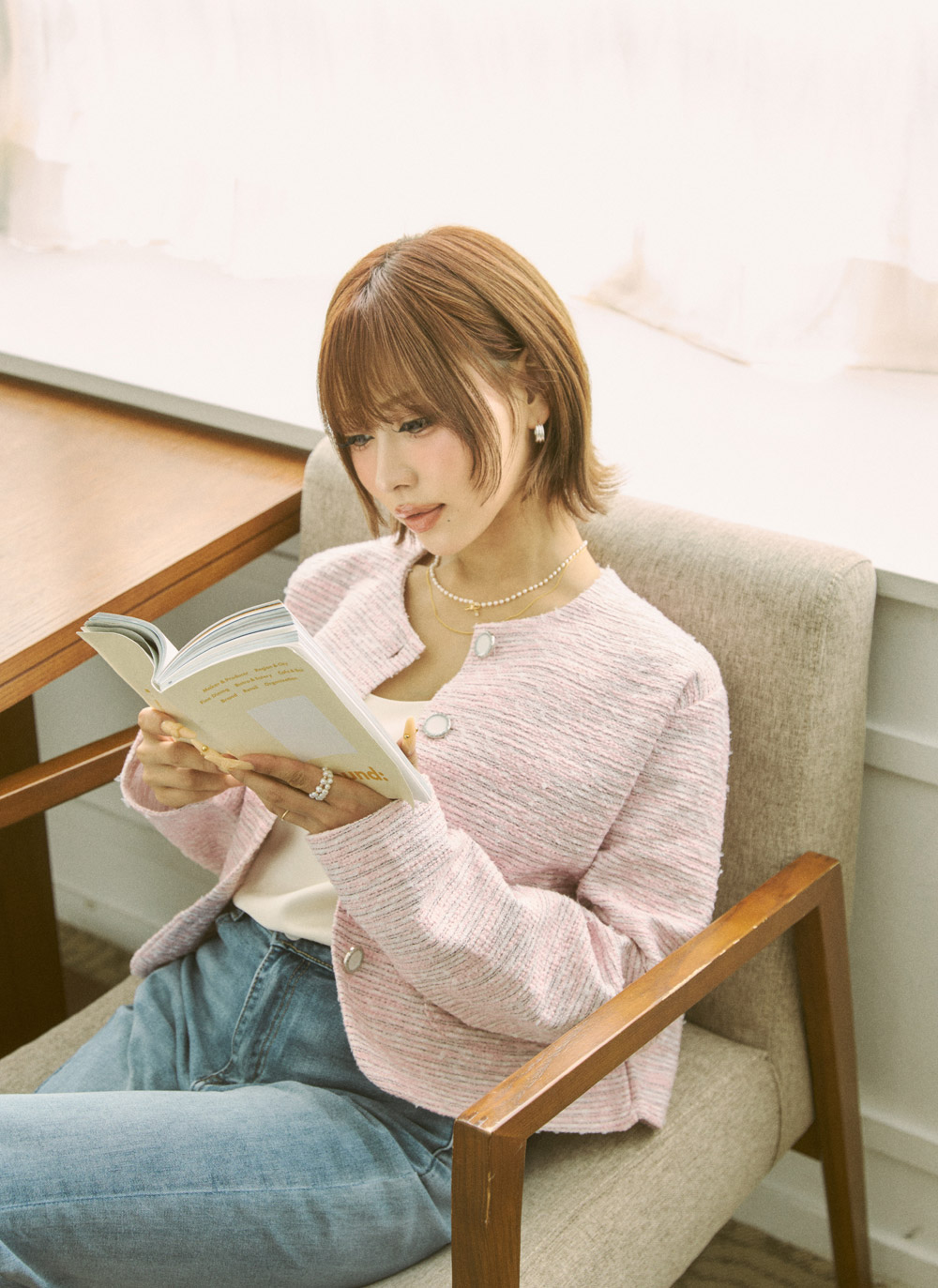 ツイードボタンラウンドネックジャケット | DHOLIC | 詳細画像13