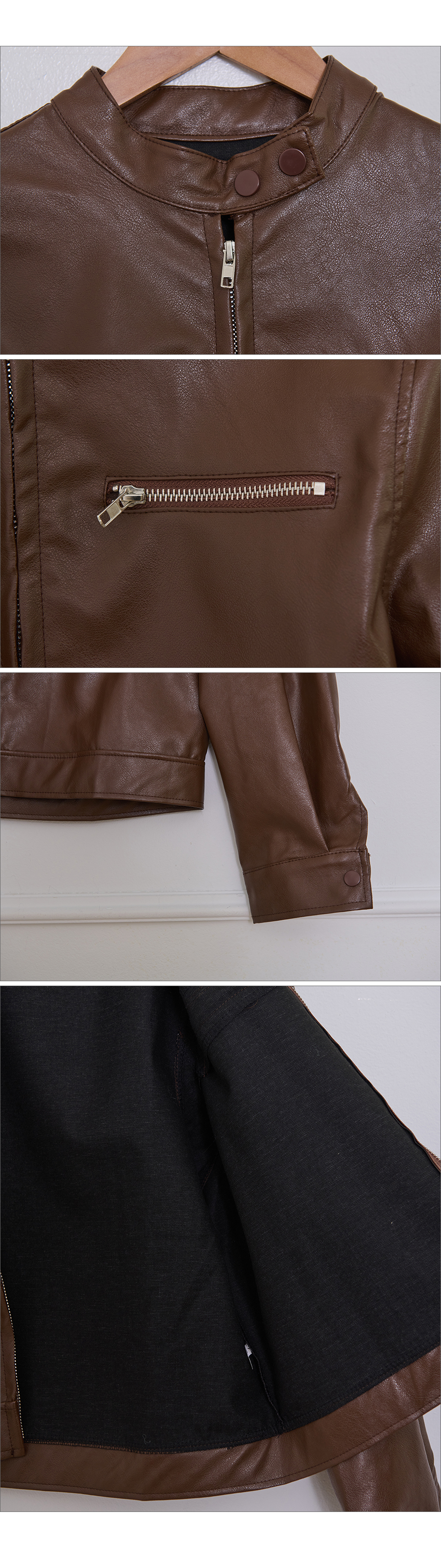 レザー調ジップアップラウンドネックライダースジャンパー | DHOLIC | 詳細画像20