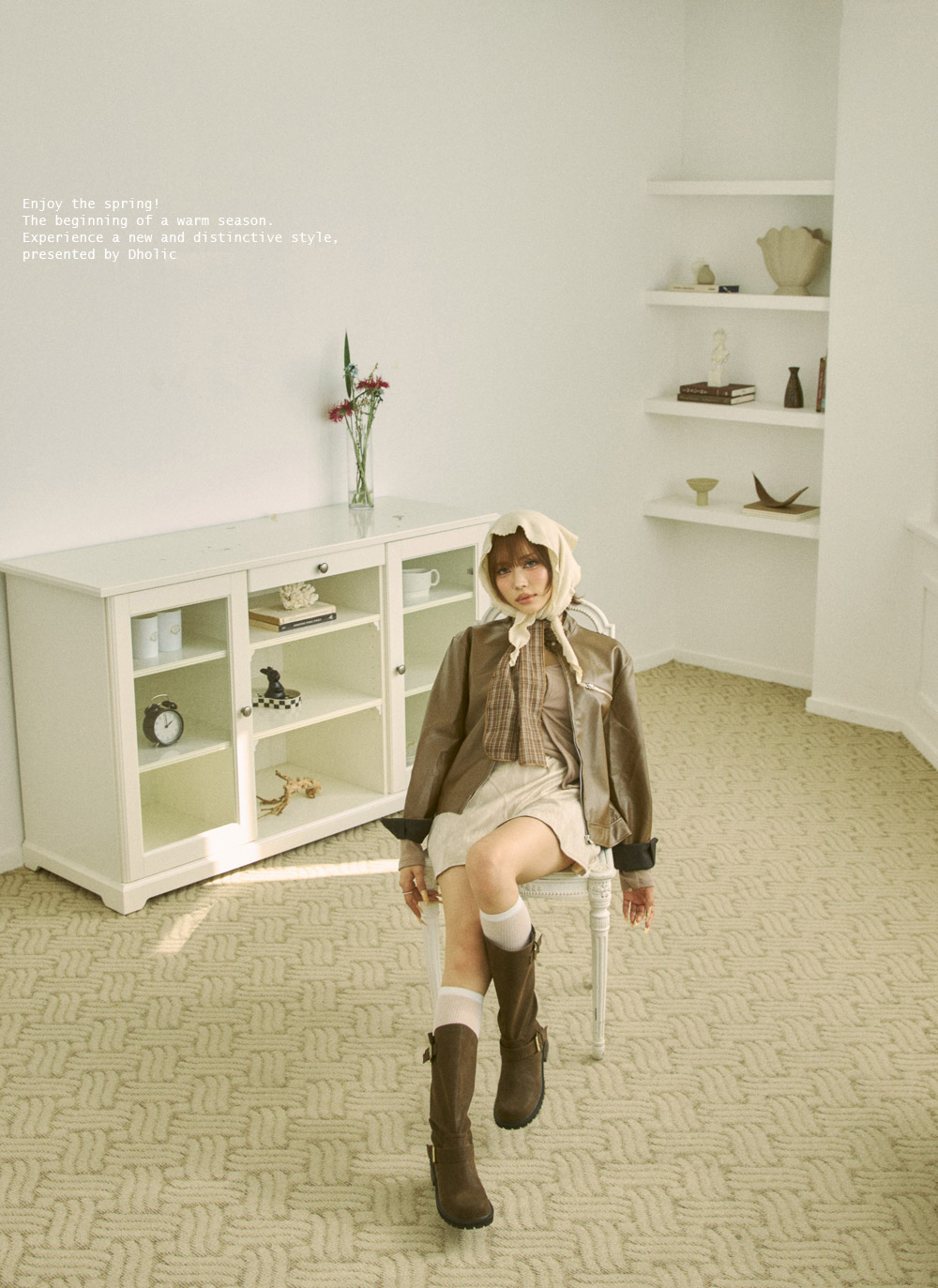 レザー調ジップアップラウンドネックライダースジャンパー | DHOLIC | 詳細画像17