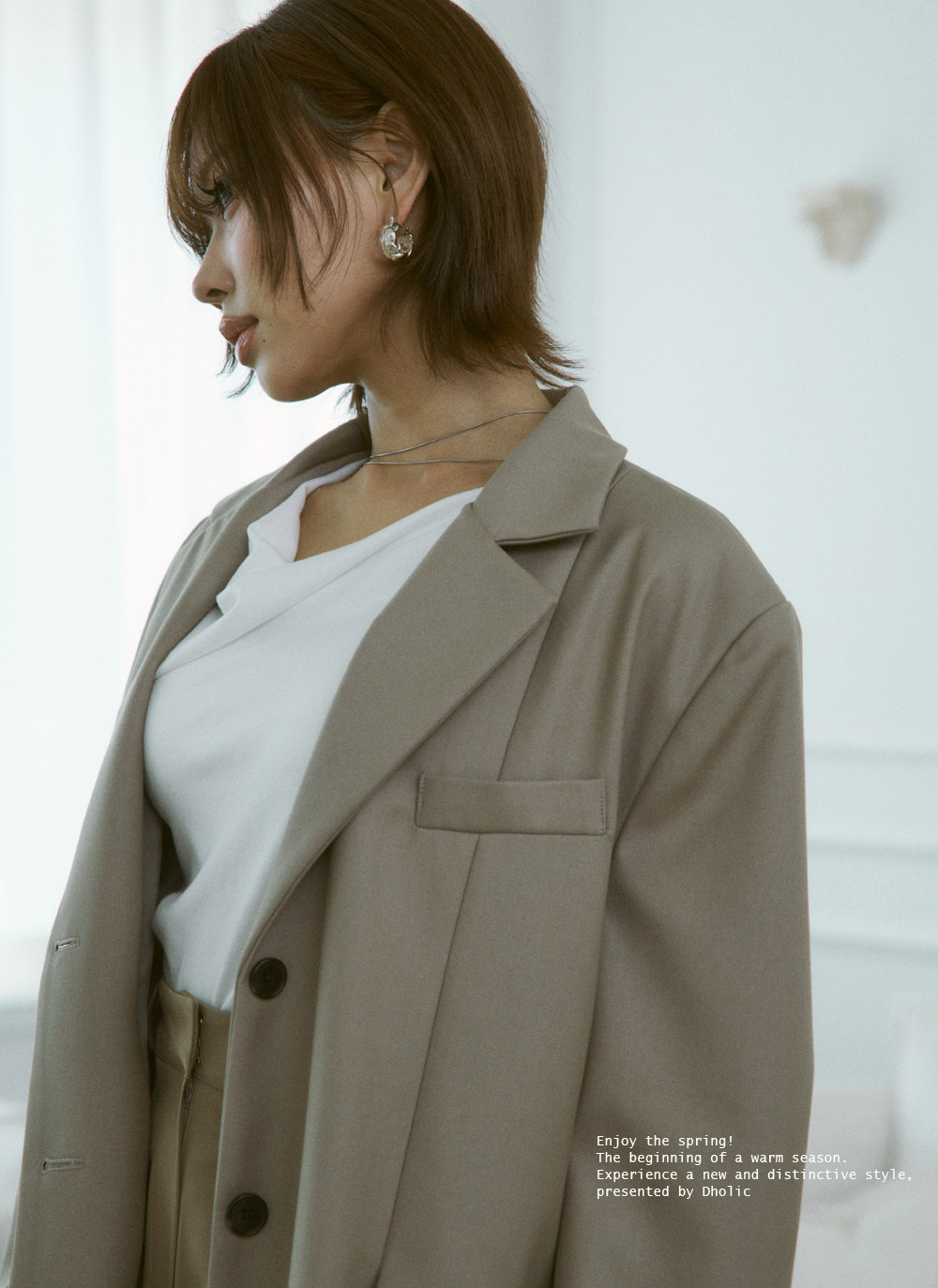 ボタンテーラードカラールーズジャケット | DHOLIC | 詳細画像12