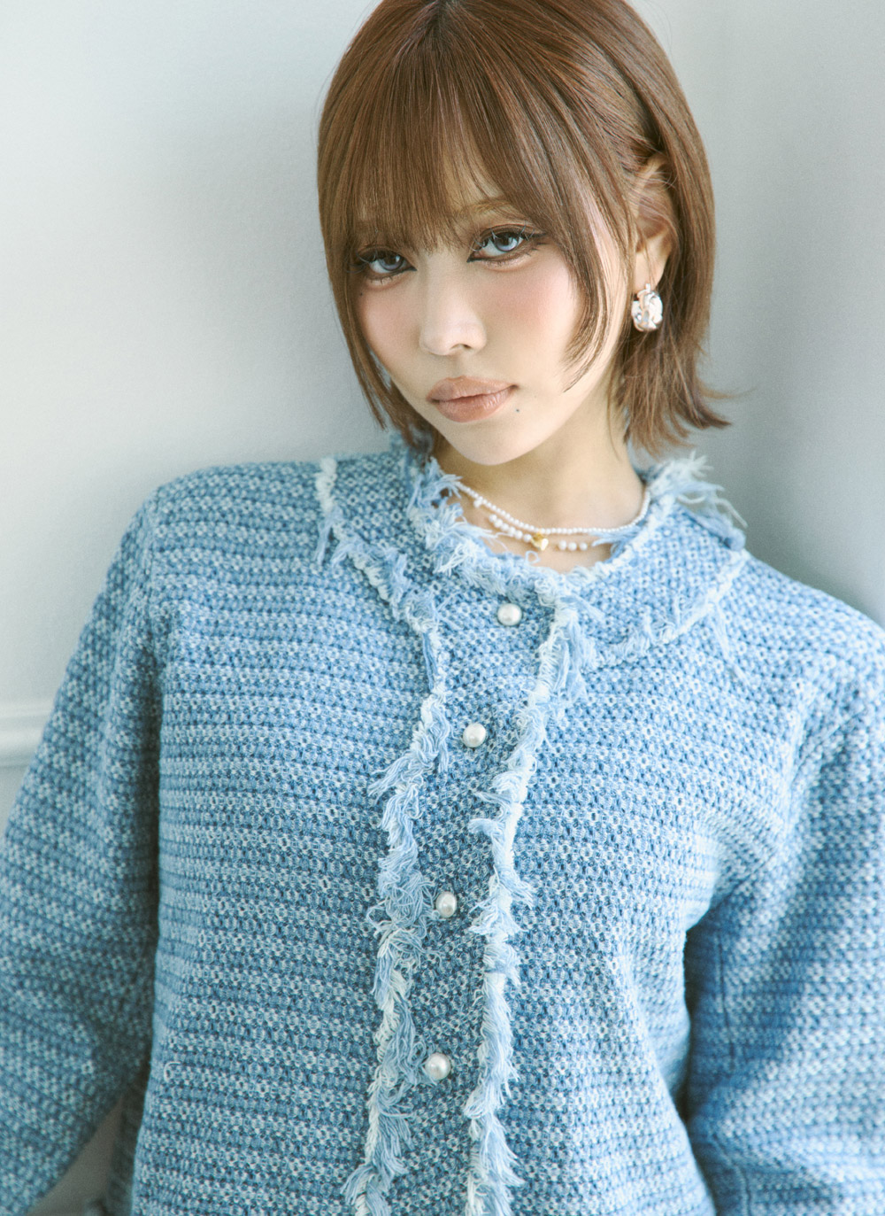 ツイードラウンドネックパール調ボタンフリンジジャケット | DHOLIC | 詳細画像16