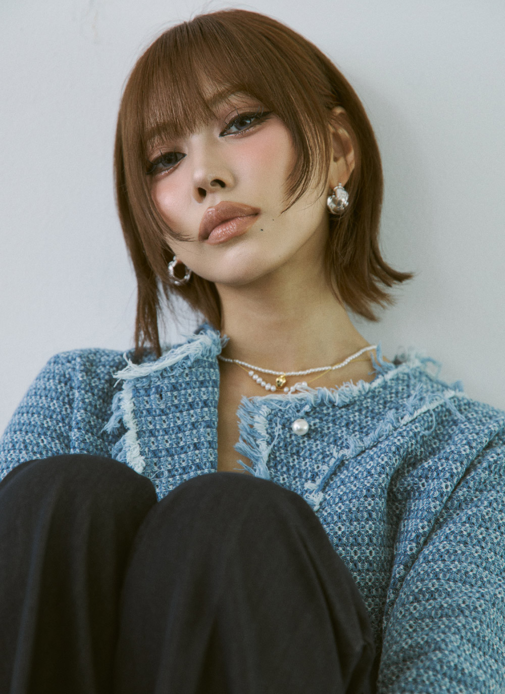 ツイードラウンドネックパール調ボタンフリンジジャケット | DHOLIC | 詳細画像18