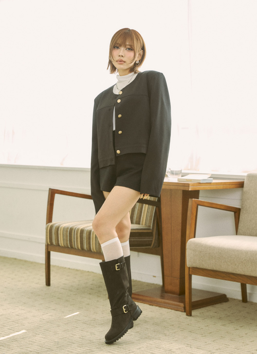 ボタンラウンドネックジャケット | DHOLIC | 詳細画像3