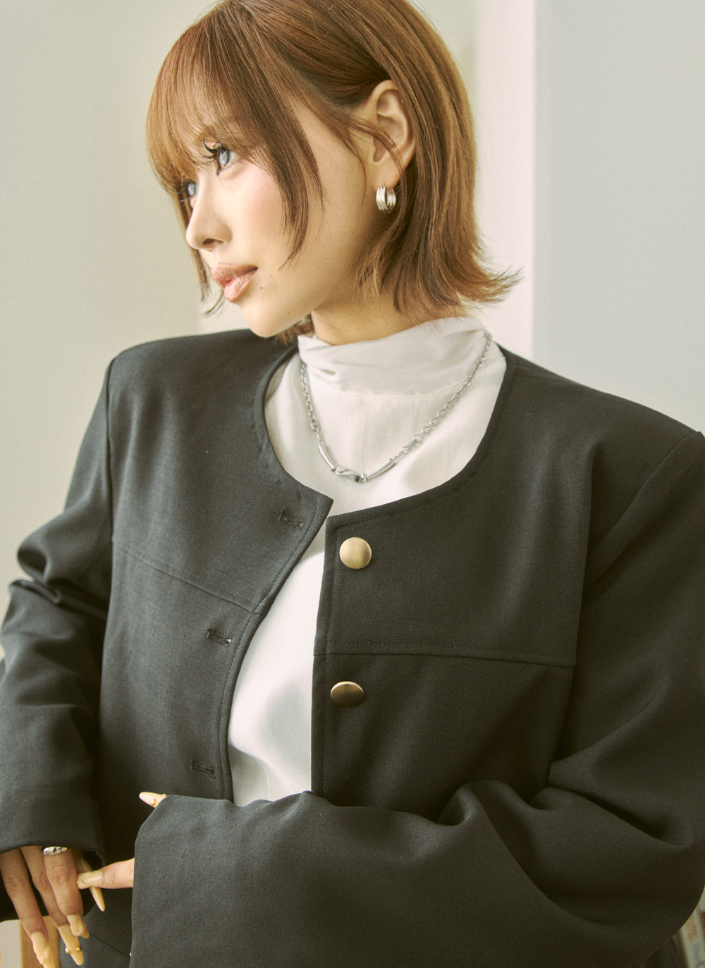 ボタンラウンドネックジャケット | DHOLIC | 詳細画像13