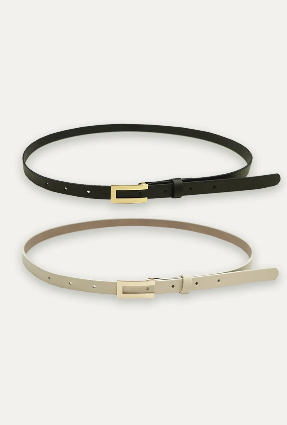 レザー調ベルトロングループスクエア無地ベルト | 詳細画像1