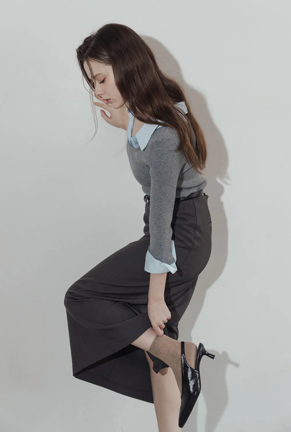 ジップアップスリムロングスカート | 詳細画像1