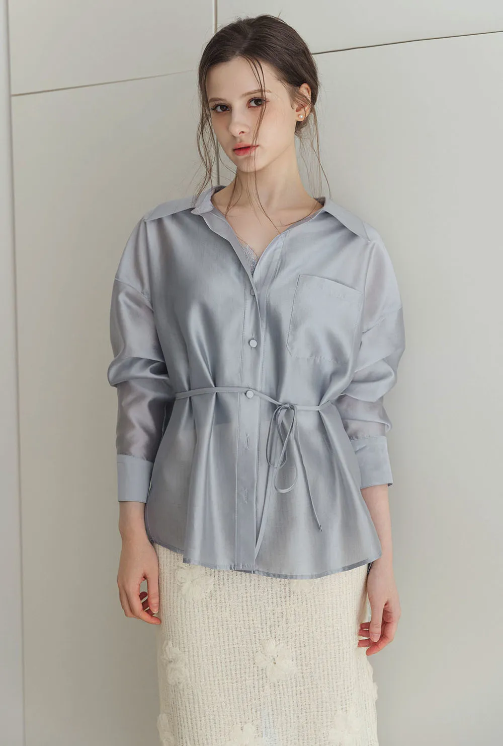 ソフトボタンカラーボクシールーズ長袖シャツストラップ付 | 詳細画像1