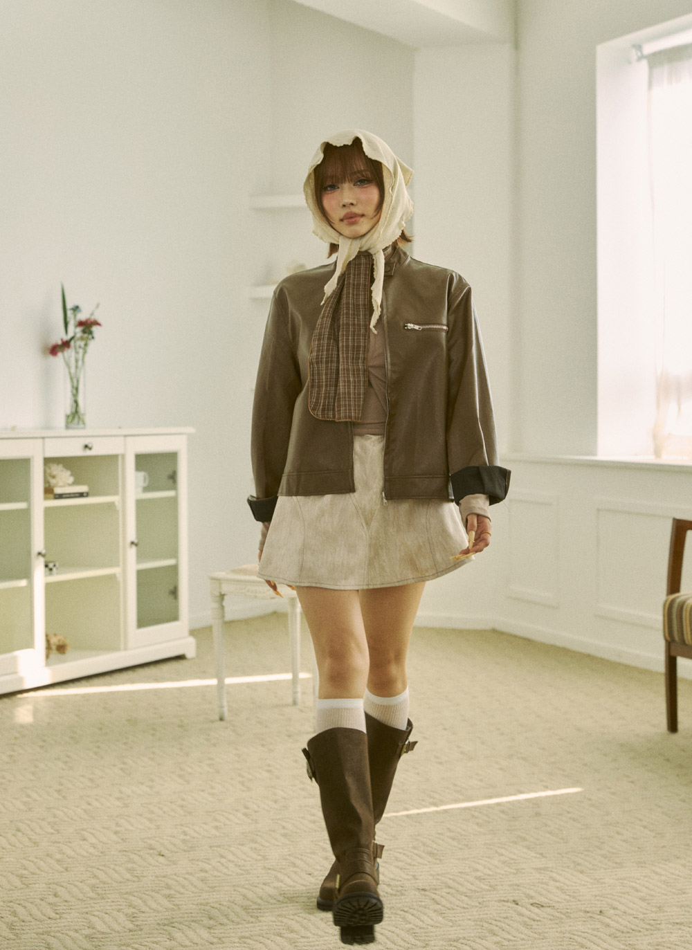 レザー調ラインフレアミニスカート | DHOLIC | 詳細画像9