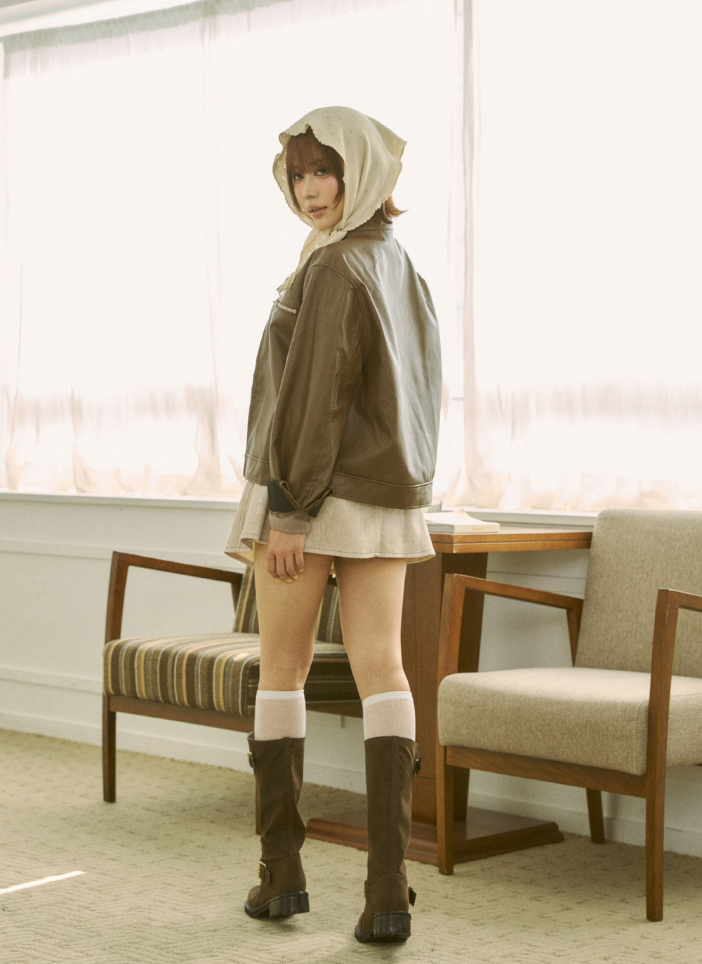 レザー調ラインフレアミニスカート | DHOLIC | 詳細画像13