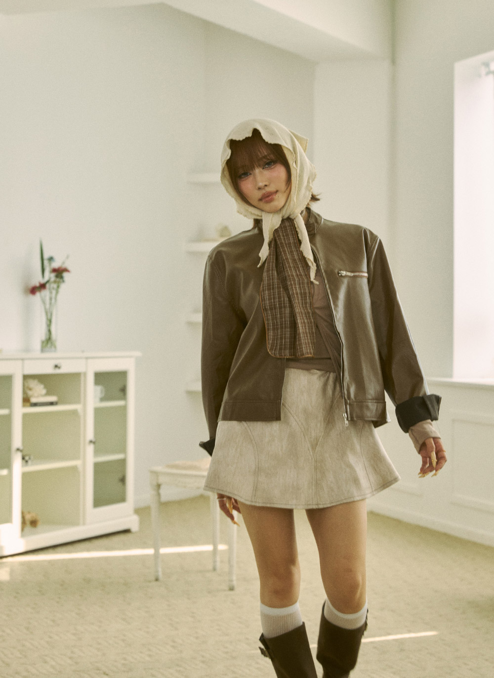 レザー調ラインフレアミニスカート | DHOLIC | 詳細画像14