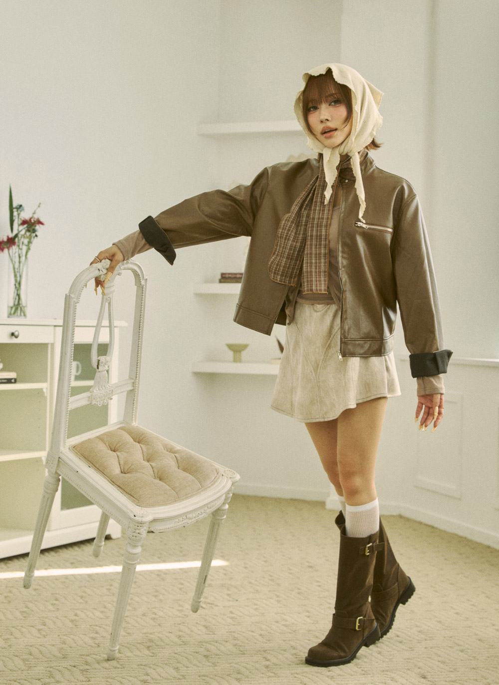 レザー調ラインフレアミニスカート | DHOLIC | 詳細画像16