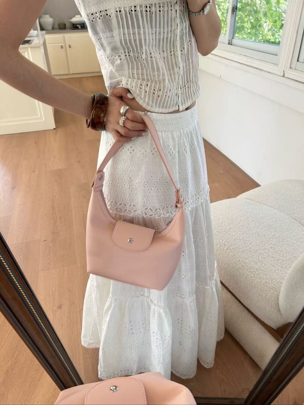 レザー調ジップアップスナップボタン無地トートバッグ | 詳細画像4