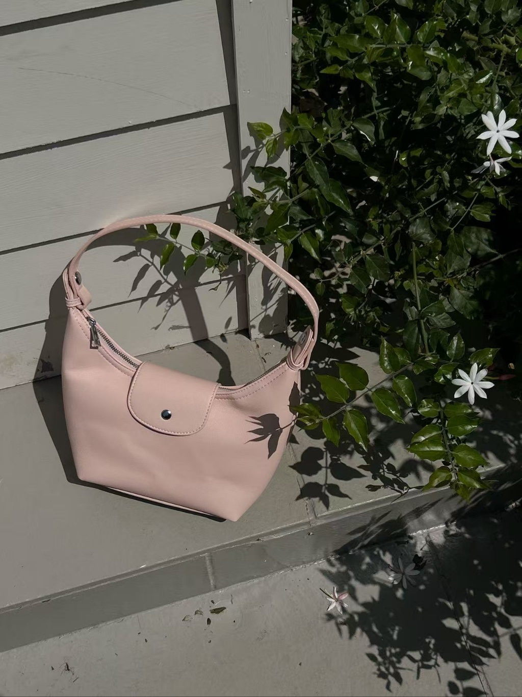 レザー調ジップアップスナップボタン無地トートバッグ | 詳細画像13