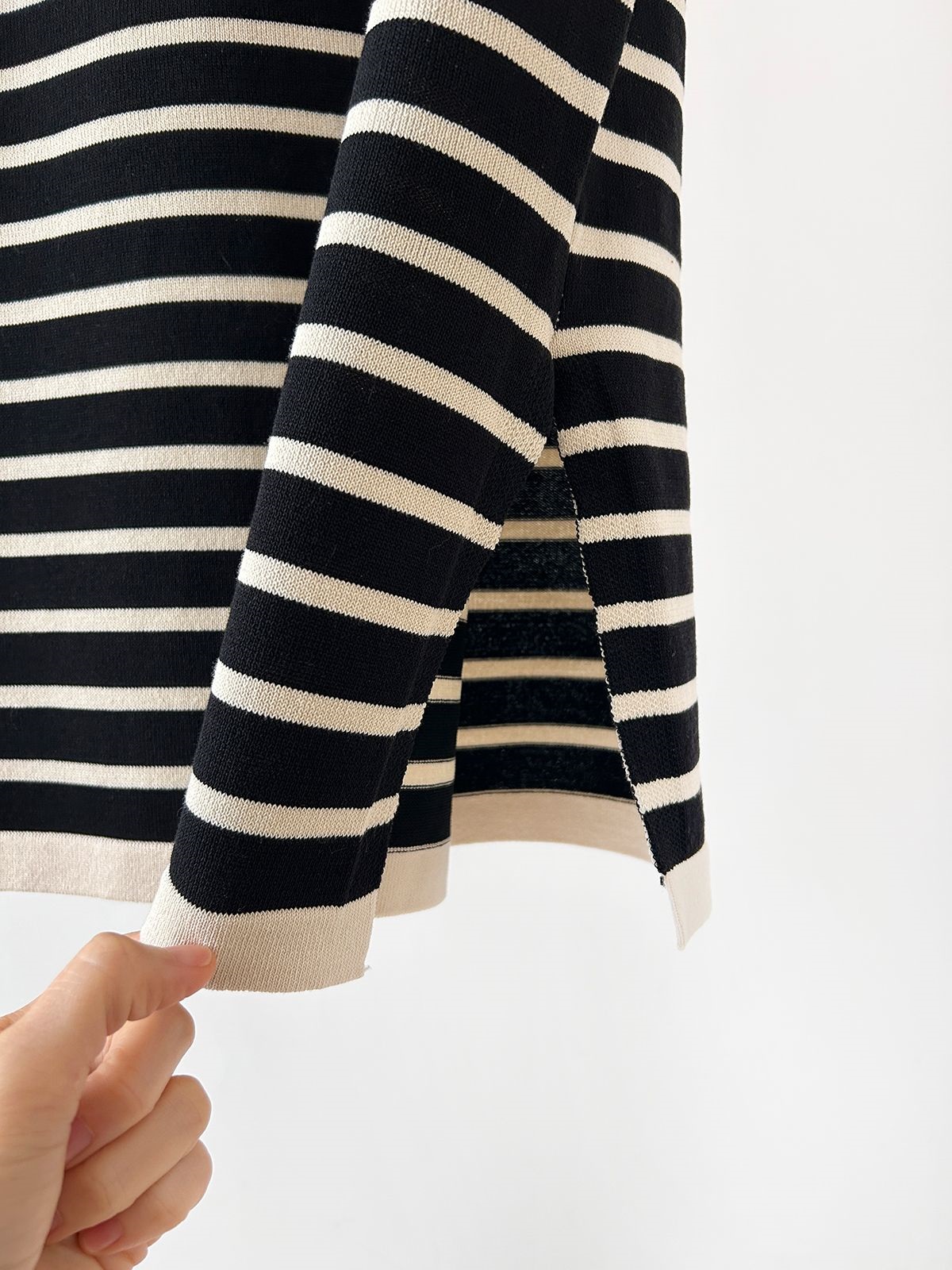 スリットオープンカラーオーバーサイズマキシルーズ半袖Hライン(ロング丈)ボーダー配色ワンピース | 詳細画像30